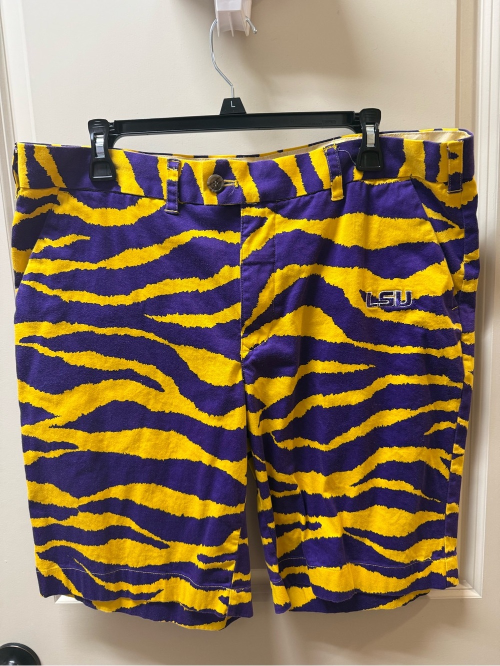 Loudmouth Purple & Gold LSU Tiger Stripe Men’s shorts